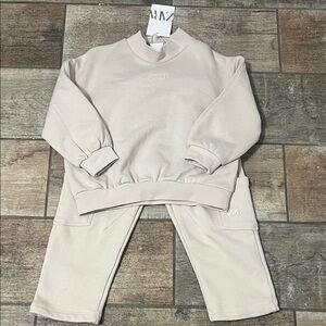 NWT Zara Cream Toddler Boys Cargo Sweatsuit 4t